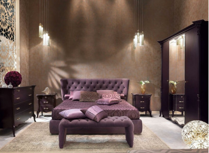 Bedroom Italian furniture set luxury Chesterfield 6-piece solid wood